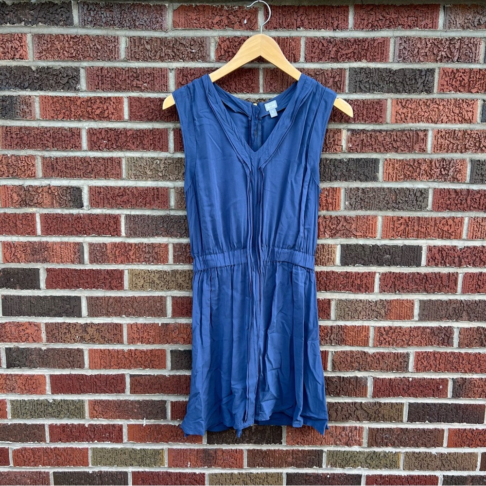 Converse One Star Dusty Blue Gold Back Zipper Sleeveless Pleated Front Romper